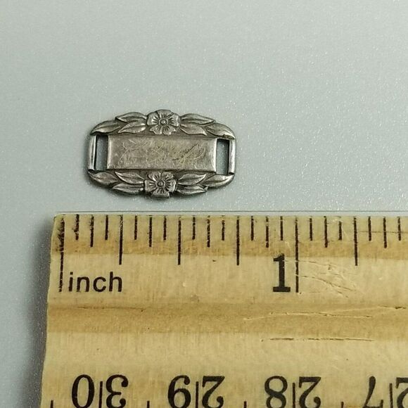 Vintage Cliff Sterling Silver Forget-Me-Not Bracelet Charm Slide Link Engraved - Picture 5 of 7